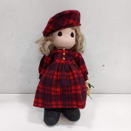 Precious Moments Erica Holiday Doll In Plaid Dress & Matching Beret