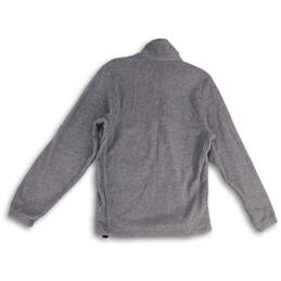 Mens Gray Full-Zip Mock Neck Long Sleeve Pockets Fleece Jacket Size Small alternative image
