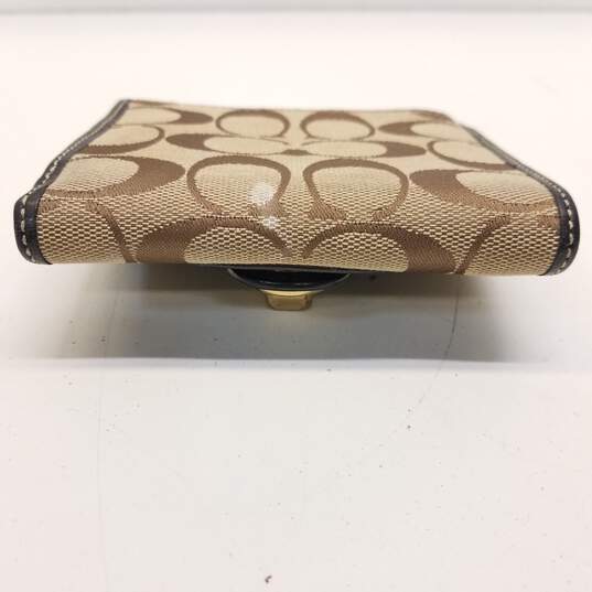 The Monogram Jacquard Trifold Wallet in Beige Multi