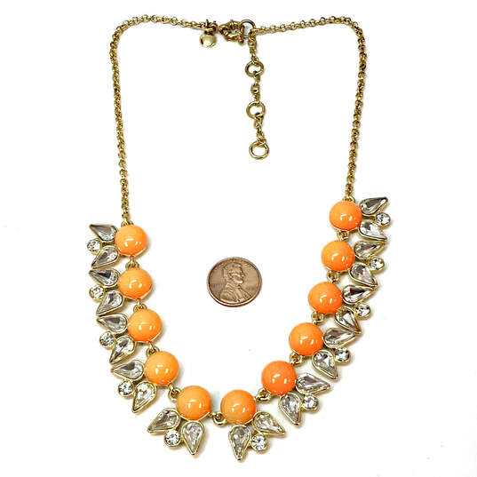 Designer J. Crew Gold-Tone Crystal Orange Bubble Stone Statement Necklace image number 2