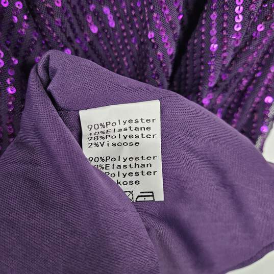 Purple Sequin Ruched Wrap Blouse image number 3