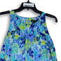 Womens Multicolor Abstract Pleated Round Neck Sleeveless Tie Hem Tank Top Size M image number 3