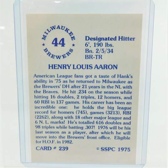 1976 HOF Hank Aaron SSPC #239 Milwaukee Brewers image number 3