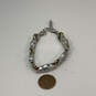 Designer Brighton Two-Tone Blue Crystal Stone Engraved Chain Bracelet image number 3