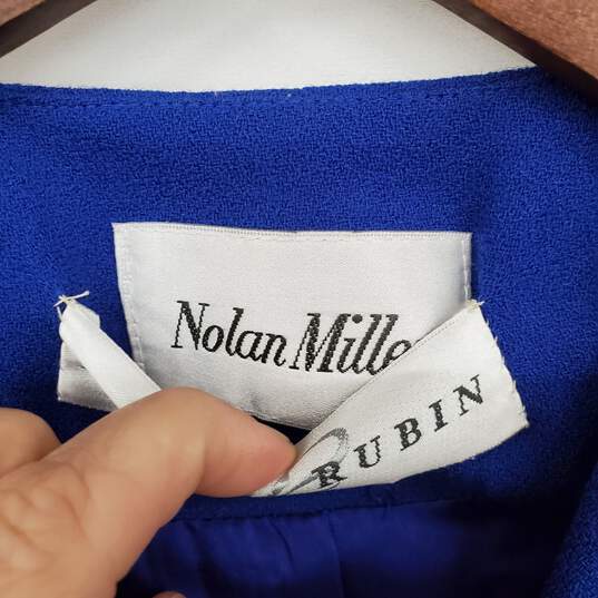 Lillie Rubin/Nolan Miller Vintage Blue Wool Beaded Blazer Jacket WM Size M image number 4