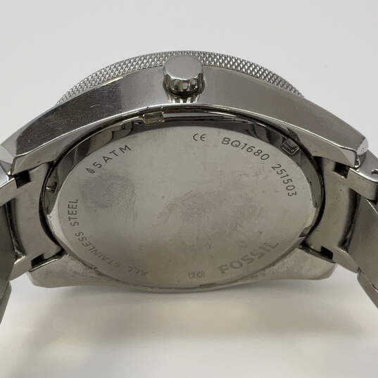 Designer Fossil Other-La BQ1680 Silver-Tone Blue Dial Analog Wristwatch image number 4