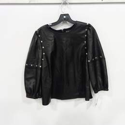 I.N.C. International Concepts Women's Black Faux Leather Shirt Size Large NWT