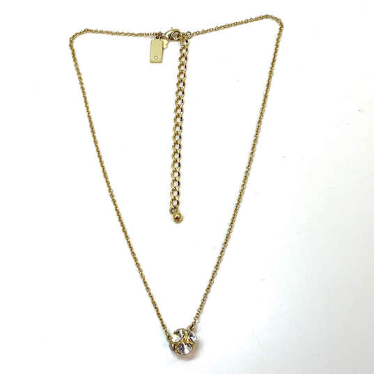 Designer Kate Spade Gold-Tone Link Chain Crystal Cut Stone Charm Necklace image number 3