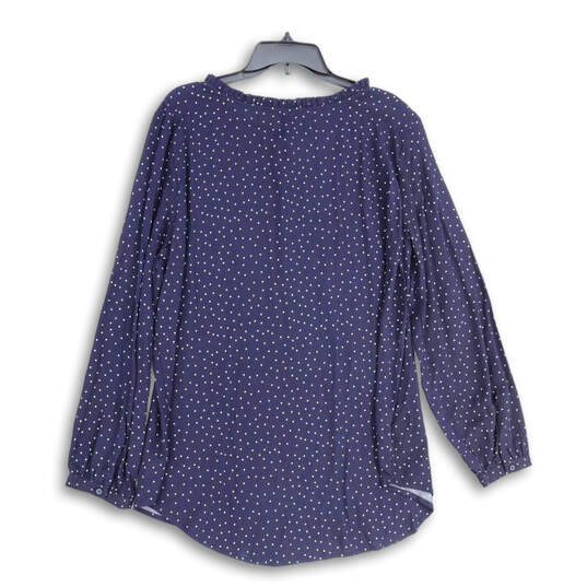 NWT Womens Blue White Polka Dot Ruffle Long Sleeve Blouse Top Size XL image number 2