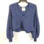 Free People Women Blue Balloon Sleeve Sweater S image number 1