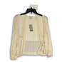 NWT Womens Beige Tight-Knit Long Sleeve Open Front Cardigan Sweater Size 2 image number 1