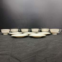 Bundle of 5 MCP Czechoslovakian Made China White Ceramic Saucers w/6 Matching Tea Cups