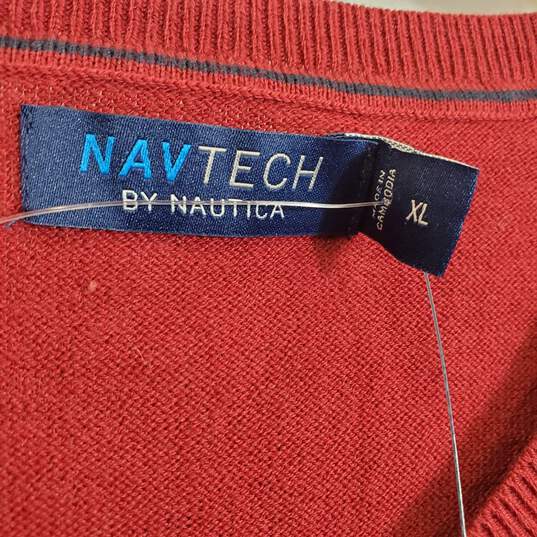 Nautica Men Red V-neck Sweater XL NWT image number 2