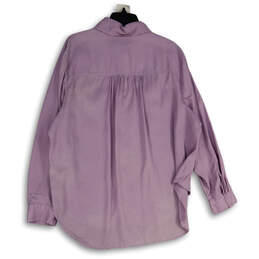 Womens Purple Long Sleeve Collared Front Pockets Button-Up Shirt Size 22 alternative image