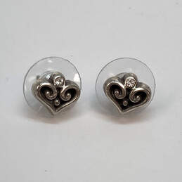 Designer Brighton Silver-Tone Crystal Heart Shape Stud Earrings