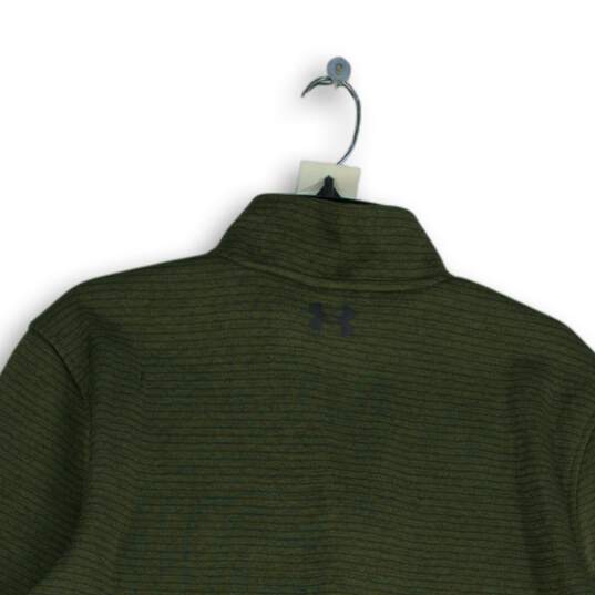 NWT Under Armour Mens Green Striped Long Sleeve Mock Neck Pullover Sweater Sz L image number 4
