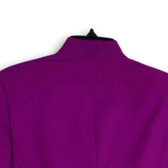 Womens Purple Long Sleeve Notch Lapel Kiss Front Blazer Size 6 image number 4