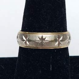 Blue Fire 14k Gold Two Tone Star Cut 6mm Band Sz 9 Ring 4.9g alternative image