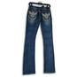 NWT Womens Blue Embroidered Denim Medium Wash Bootcut Leg Jeans Size 25 image number 2