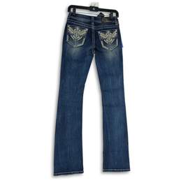 NWT Womens Blue Embroidered Denim Medium Wash Bootcut Leg Jeans Size 25 alternative image