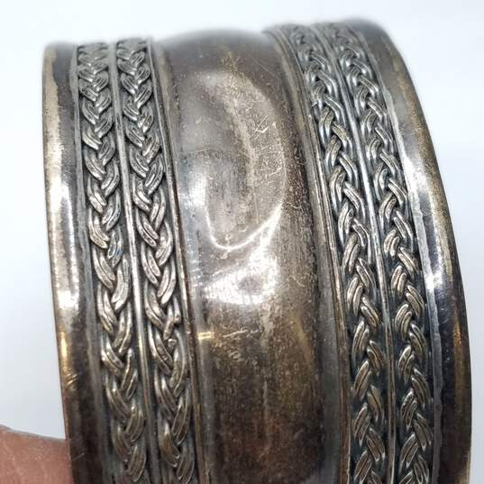 Vintage Sterling Silver Braided Rope Design Cuff 6in Bracelet 33.2g image number 6