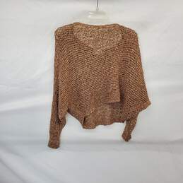 Free People Brown Cotton Blend Open Knit Asymmetrical Sweater WM Size XS NWT alternative image