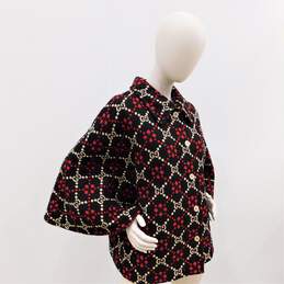GUCCI Black, Red & White Diamond Pattern GG Women's Monogram Wool Cape Coat Size 44 EU with Tags and COA alternative image