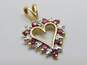 Romantic 10K Yellow Gold Spinel & Colorless Topaz Accent Open Heart Pendant 0.9g image number 1