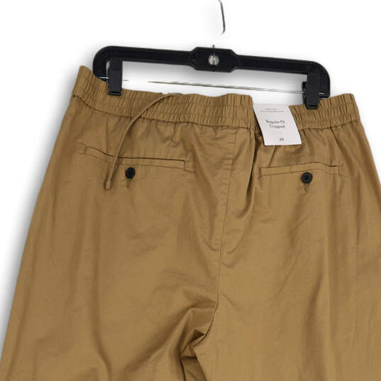 NWT Mens Tan Pleated Slash Pocket Regular Fit Cropped Pants Size XL image number 4