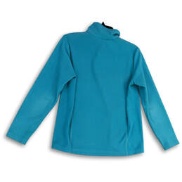 Womens Blue Long Sleeve 1/4 Zip Stand-Up Collar Fleece Jacket Size Medium alternative image