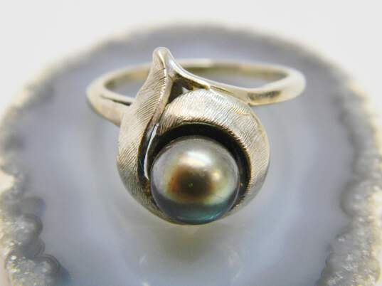 14K White Gold Pearl Ring 2.7g image number 1