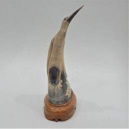 Vintage Hand Carved Buffalo Horn Sculpture Wood alternative image