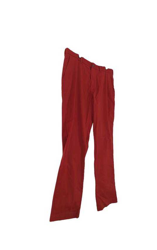 Womens Red Flat Front Straight Leg Casual Dress Pants Size 40X34 image number 6