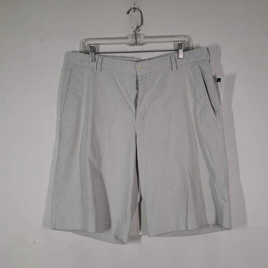 Mens Striped Regular Fit Flat Front Slash Pockets Golf Chino Shorts Size 36 image number 1