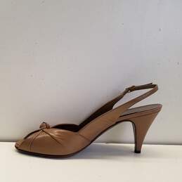 Bruno Magli Italy Tan Leather Slingback Peep Toe Heels Shoes Size 7.5 M alternative image