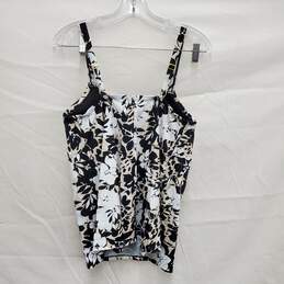 NWT Swim Suit For All Black & White & Beige Floral Print Tankini Top Size 38DD alternative image