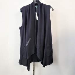 Lauren Ralph Lauren NWT Open Front Draped Vest Black 100% Cotton Women's Size M