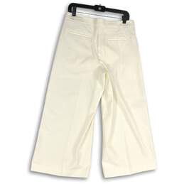 Ann Taylor Womens White Flat Front Slash Pocket Wide-Leg Dress Pants Size 8 alternative image