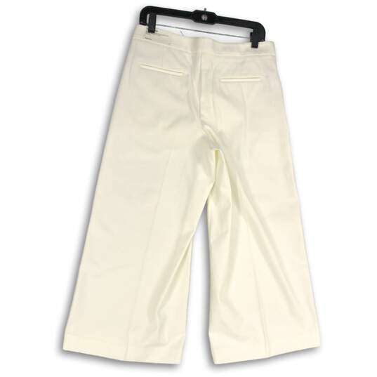Ann Taylor Womens White Flat Front Slash Pocket Wide-Leg Dress Pants Size 8 image number 2