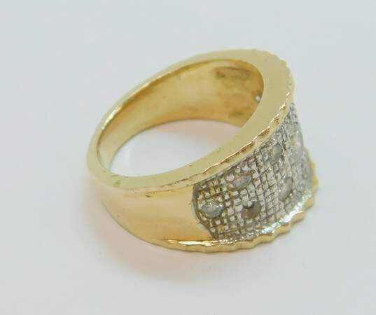 14K Yellow Gold 0.77 CTTW Round Diamond Pave Tapered Ring 10.1g image number 3