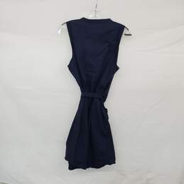 J. Crew Navy Blue Cotton Sleeveless Belted Midi Dress WM Size M NWT alternative image