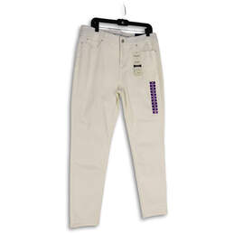 NWT Womens White Comfort Denim Light Wash Pockets Skinny Leg Jeans Size 16