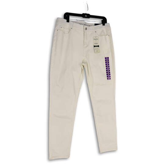 NWT Womens White Comfort Denim Light Wash Pockets Skinny Leg Jeans Size 16 image number 1