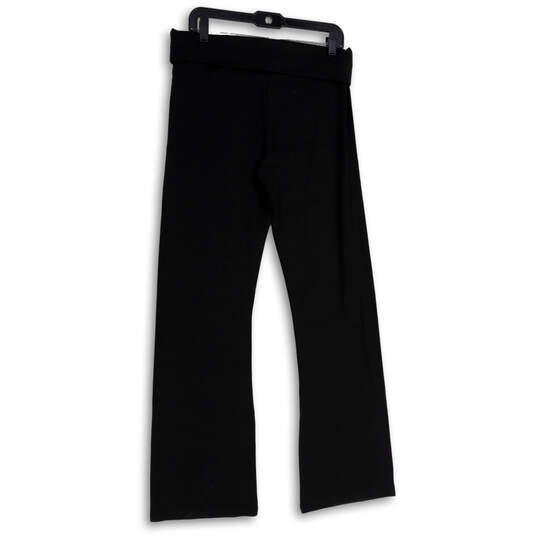 NWT Womens Black Flat Front Elastic Waist Straight Leg Trouser Pants Size L image number 4