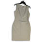 Womens White Studded Sleeveless Round Neck Back Zip Short Sheath Dress Sz 8 image number 1