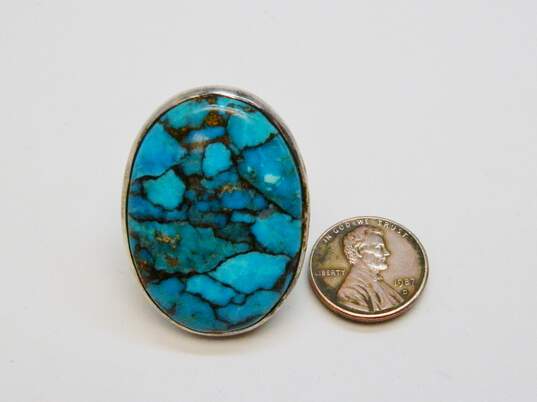 Artisan 925 Composite Turquoise Cabochon Large Oval Statement Ring 20.5g image number 4