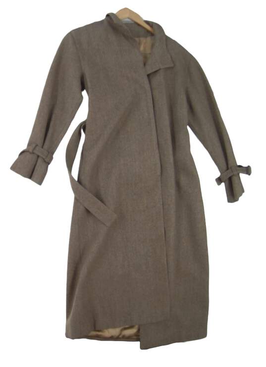 Womens Gray Long Sleeve Collared Belted Winter Peacoat Size 8 image number 1