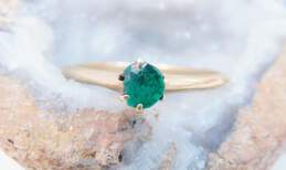 Antique 9K Yellow Gold Green Glass Solitaire Ring 1.5g