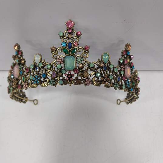 MMK Baroque Rhinestone Half Tiara Crown One Size image number 4