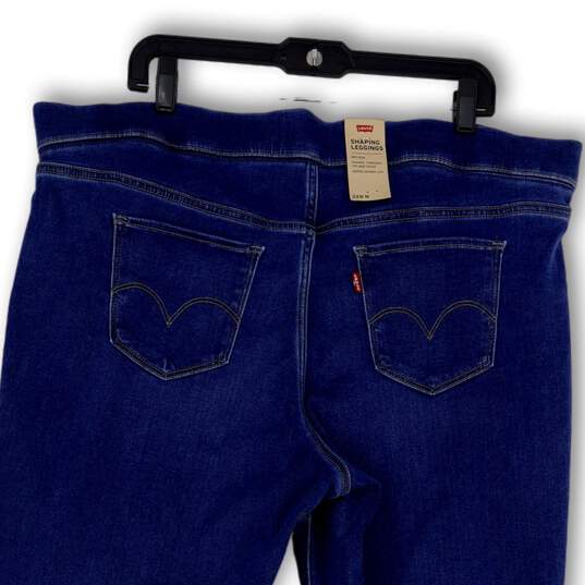 NWT Womens Blue Denim Mid Rise Super Skinny Shaping Leggings Jeans Sz 22W M image number 4
